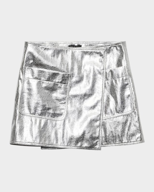 Kyla Foil Faux Leather Wrap Skirt
